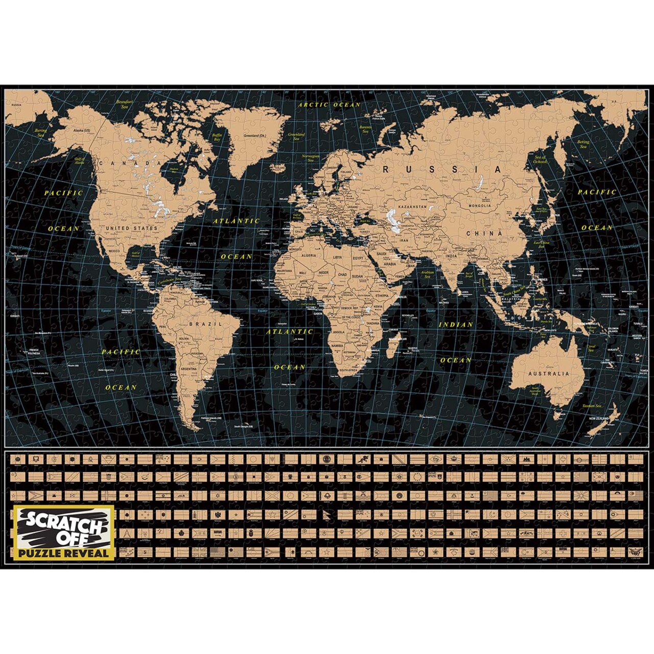 4D Cityscape Inc Scratch Off Travel Puzzle: World Map Jigsaw Puzzle